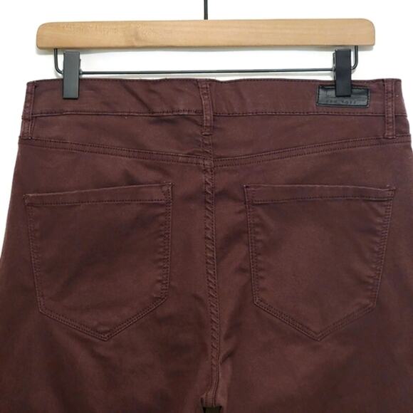 Nicole Miller Soho High Rise Cropped Burgundy Red Skinny Pant Casual Summer 10 - Picture 5 of 9